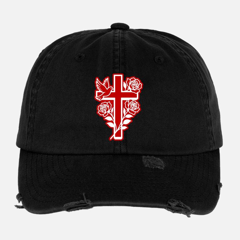 Kreuz Taube Christlich Flexfit Vintage Destroyed Cap