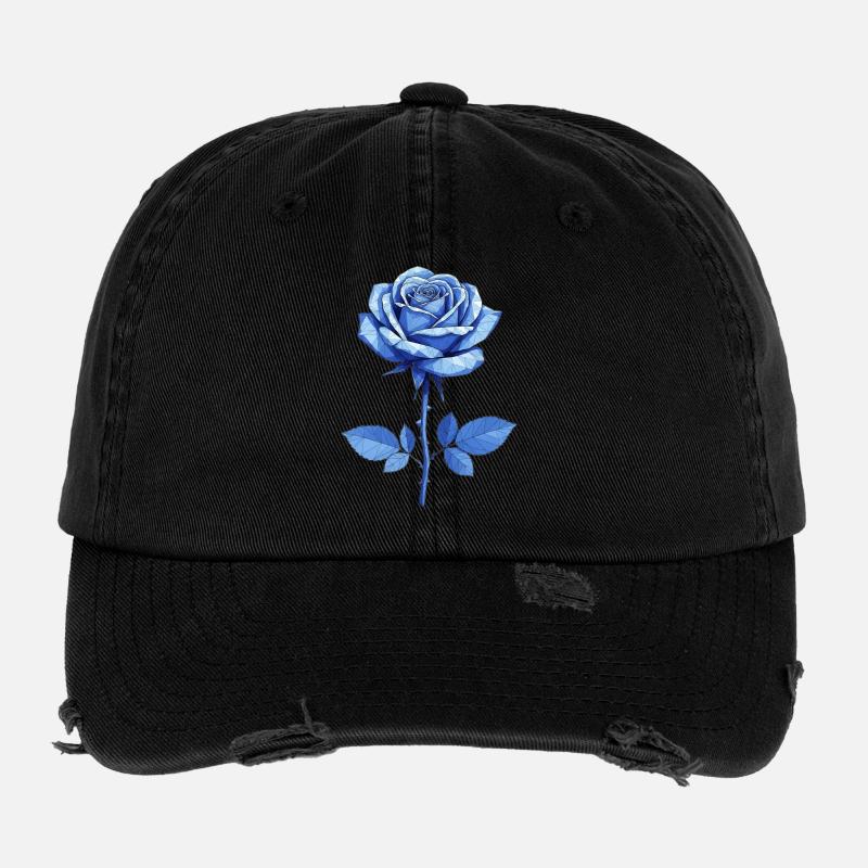 Geometric Blue Rose Flexfit Vintage Destroyed Cap
