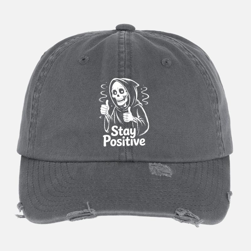 Skeleton Stay Positive Flexfit Vintage Destroyed Cap