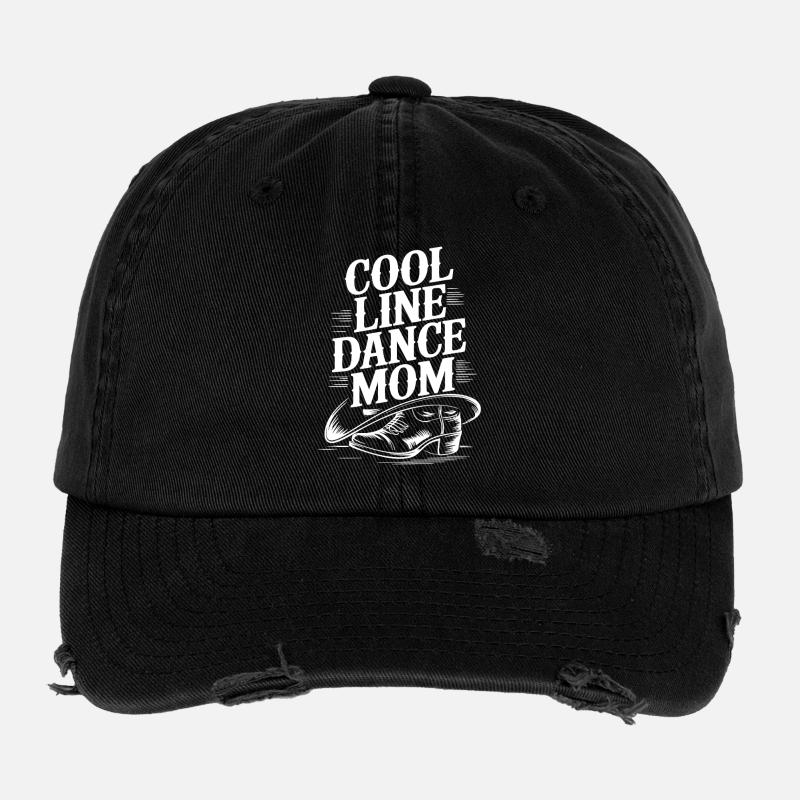 Line Dance Mom – Fed Vintage-skrifttype - Flexfit vintage cap med slidt look - sort