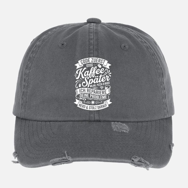 Code zuerst Kaffee Später Flexfit Vintage Destroyed Cap