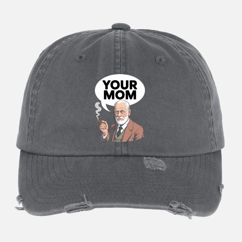 Deine Mutter – lustiges Sigmund Freud T-Shirt Flexfit Vintage Destroyed Cap