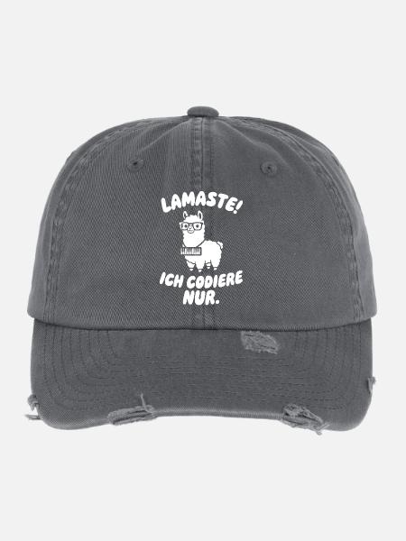 LamaSte: Ich Codiere Nur - Flexfit Vintage Destroyed Cap - Dunkelgrau - Vorne