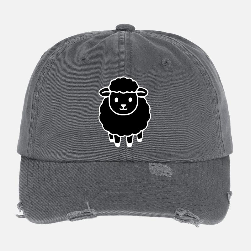 Mouton noir Casquette vintage effet usé Flexfit