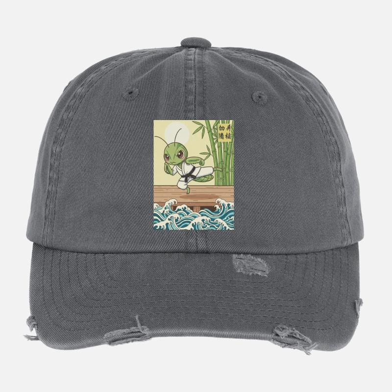 Kawaii Kampfkunst Gottesanbeterin Flexfit Vintage Destroyed Cap