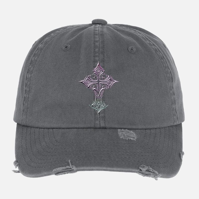 Croix ornée pastel Casquette vintage effet usé Flexfit