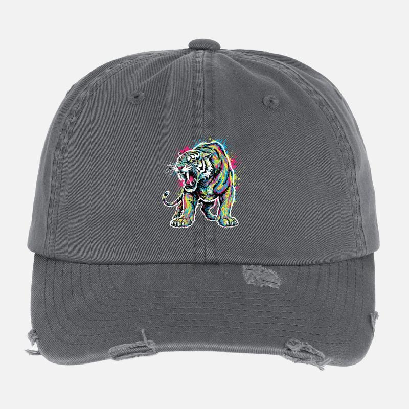 Neon Tiger Artistic Force Flexfit Vintage Destroyed Cap