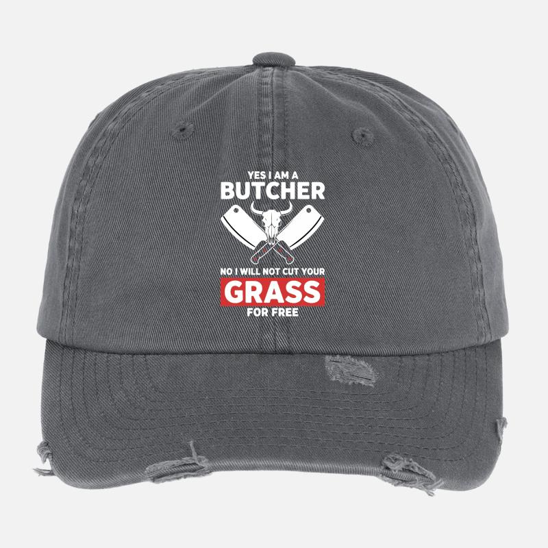Humour Boucher Coupe Pas Herbe Casquette vintage effet usé Flexfit