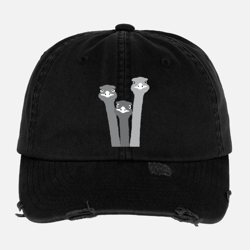 Nandu, ostrich head, emu, ostrich Flexfit Vintage Destroyed Cap
