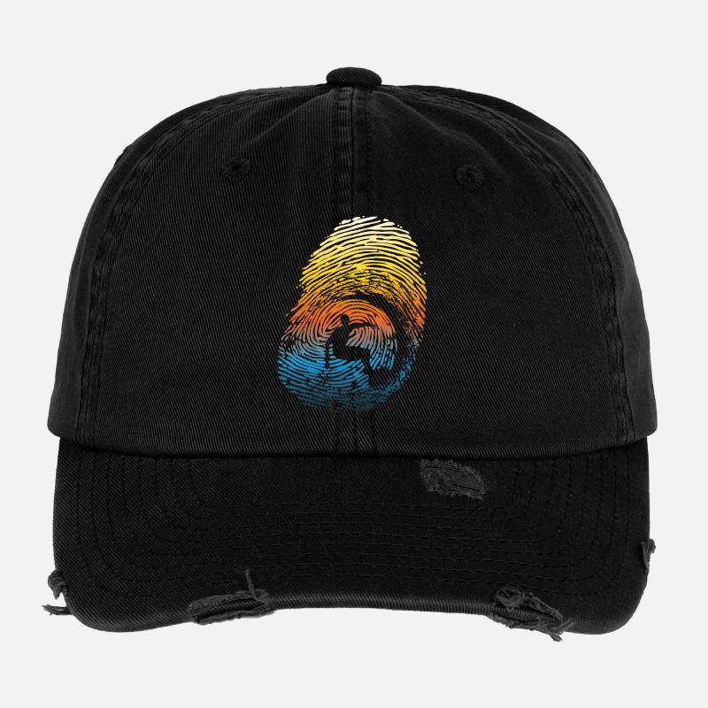 Sunset Rainbow Surf Fingerprint Flexfit Vintage Destroyed Cap