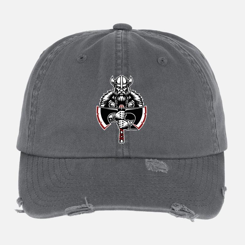 Wikinger-Schild-Runen Keltische Knoten-Maskottchen Flexfit Vintage Destroyed Cap