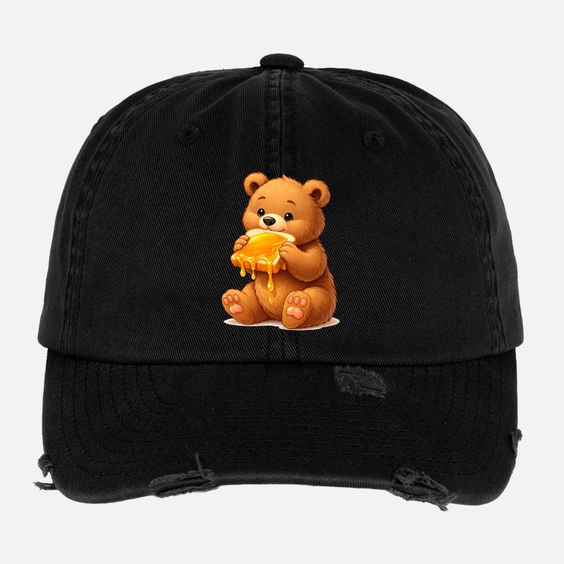 Sweet bear with honey bread Flexfit Vintage Destroyed Cap