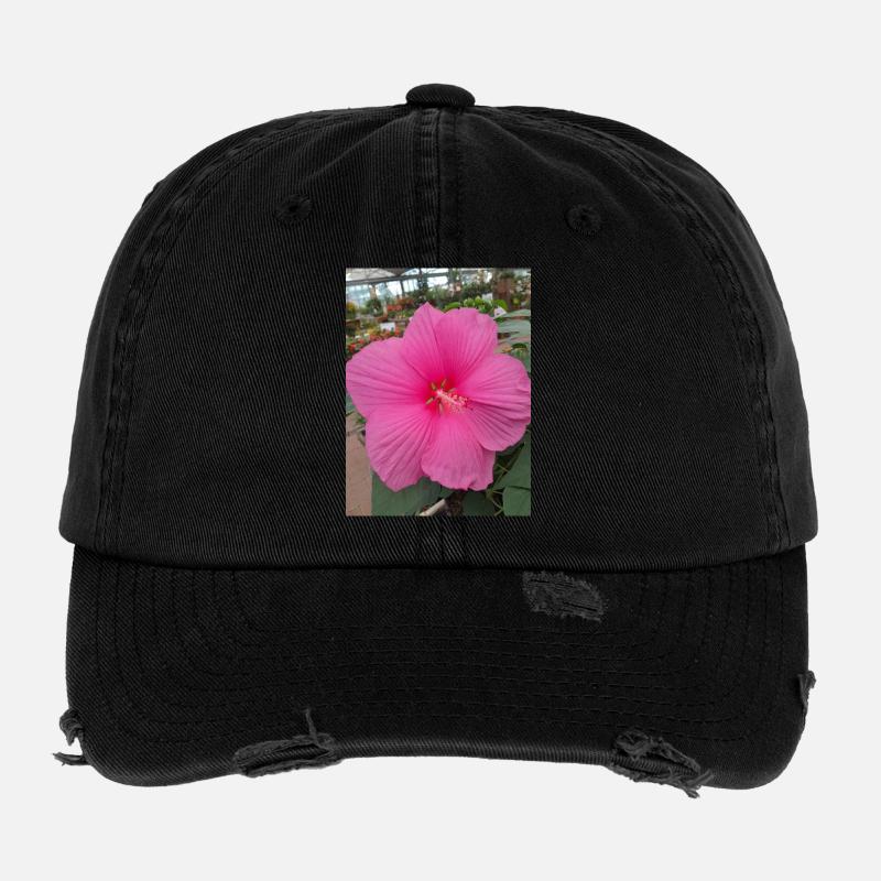 Hibiscus Rose Éclat Tropical Textile Casquette vintage effet usé Flexfit