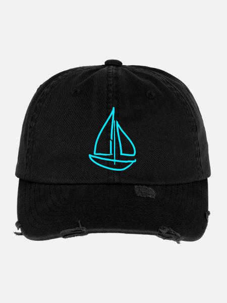 Segeln Segelboot Segelsport - Flexfit Vintage Destroyed Cap - Schwarz - Vorne