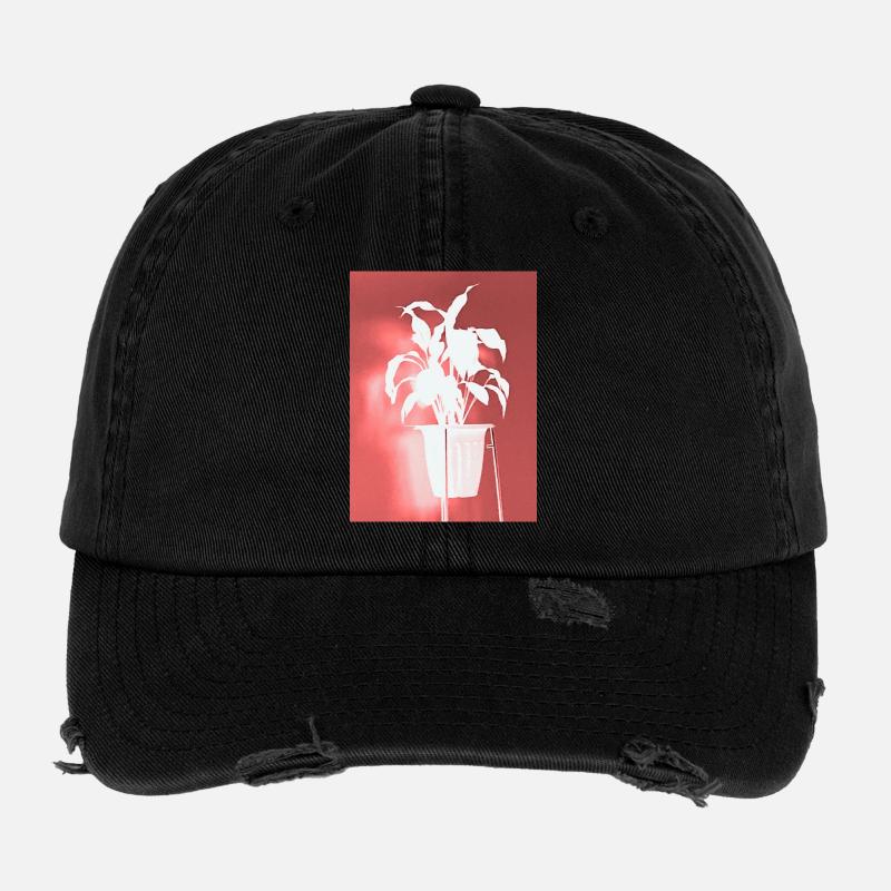 Silhouette de plante cramoisie Casquette vintage effet usé Flexfit