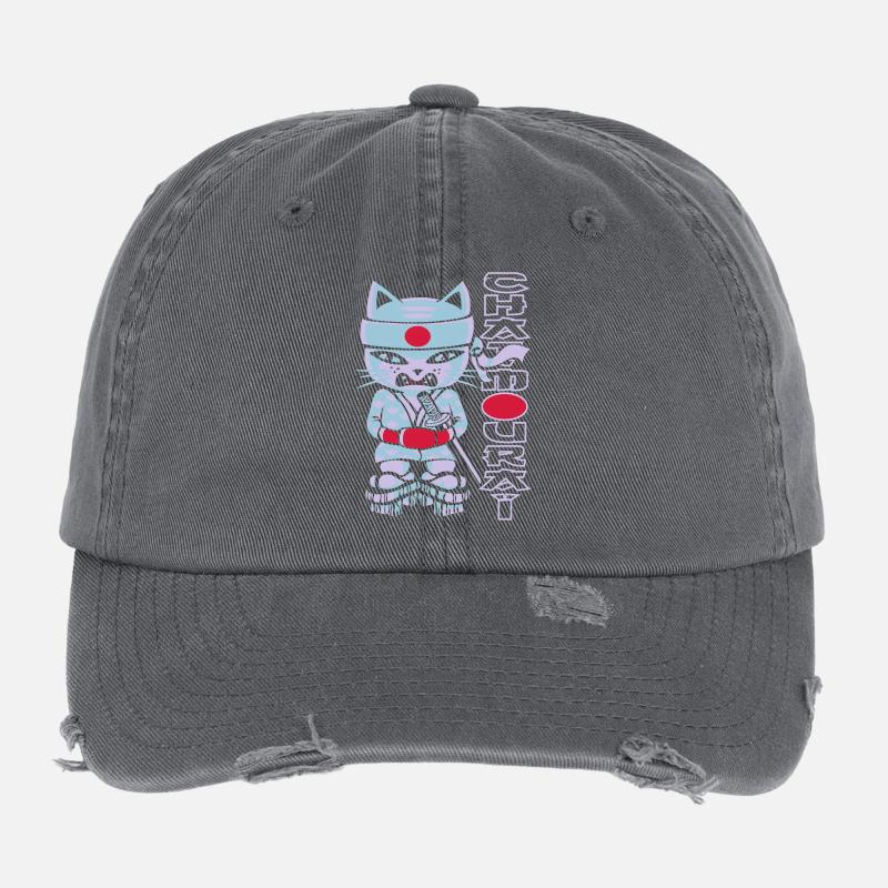 Chat mouraï flex Flexfit Vintage Destroyed Cap