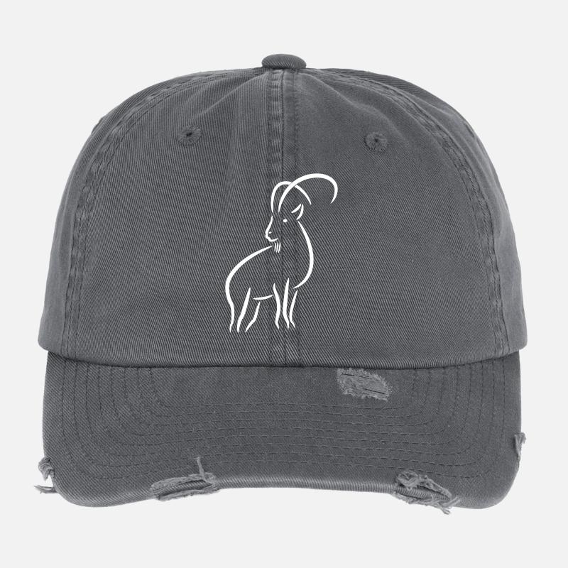 Capricorne dessin à trait Casquette vintage effet usé Flexfit
