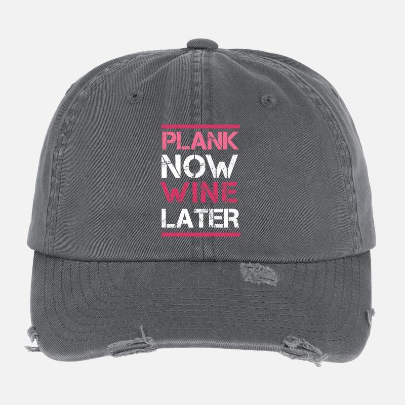 Plank Now Wine Later Flexfit Vintage Destroyed Cap