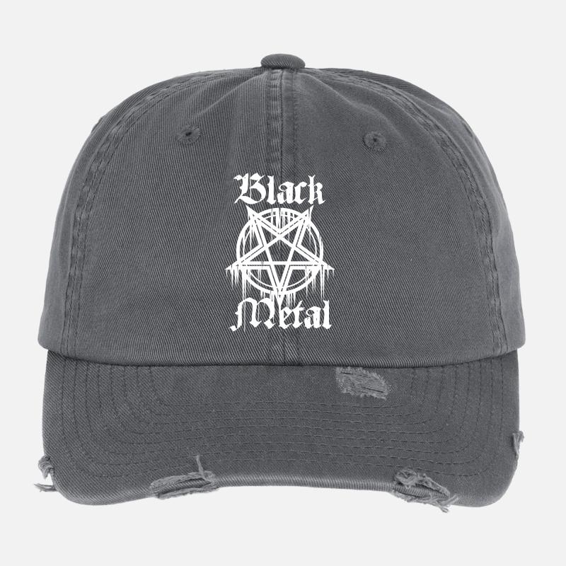 Black Metal mit Pentagramm Flexfit Vintage Destroyed Cap