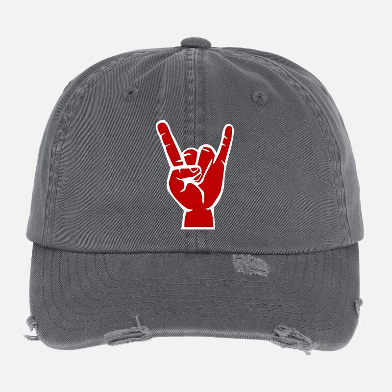 Devil's hand, Devil Rock cool metal symbol Flexfit Vintage Destroyed Cap