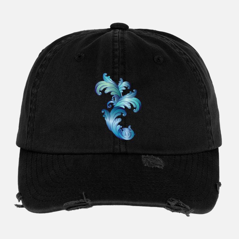 wunderschönes blau schimmerndes Barock Ornament Flexfit Vintage Destroyed Cap