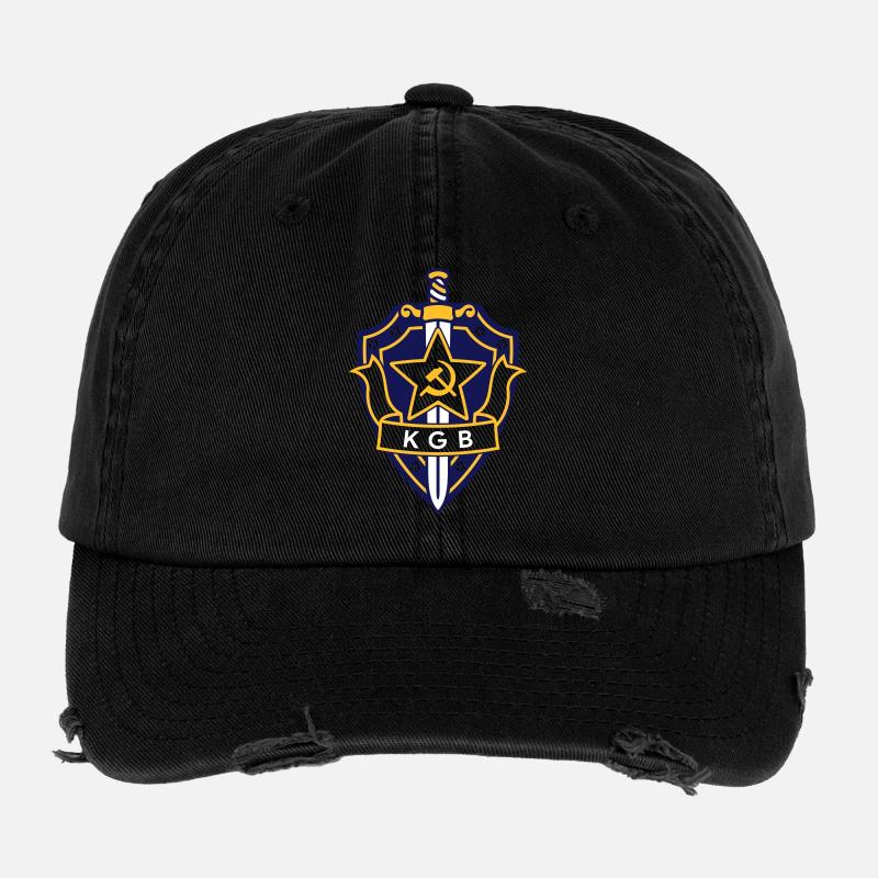 Elegant design communist KGB shield RED Flexfit Vintage Destroyed Cap