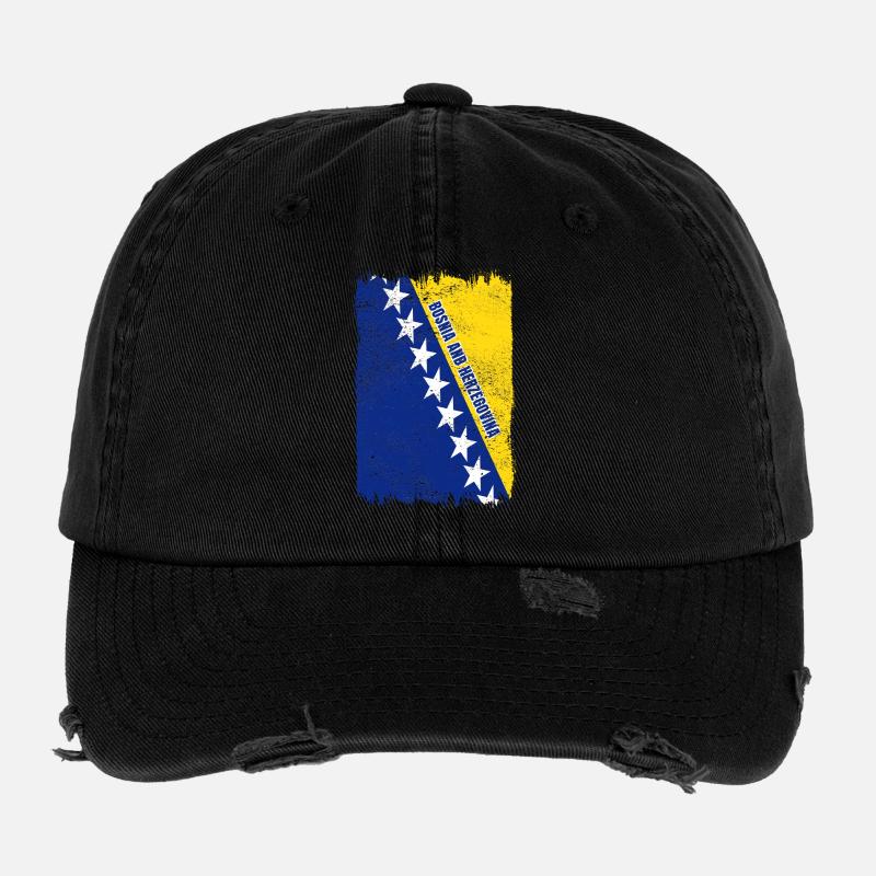 Drapeau de la Bosnie-Herzégovine Casquette vintage effet usé Flexfit