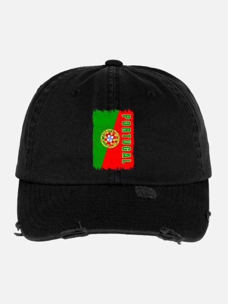 Portugal national flag - Flexfit Vintage Destroyed Cap - black - Front
