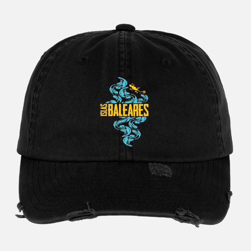 Balearic Islands Waves Pattern Flexfit Vintage Destroyed Cap