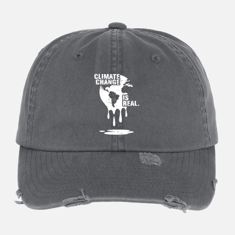 climate change is real white Flexfit Vintage Destroyed Cap