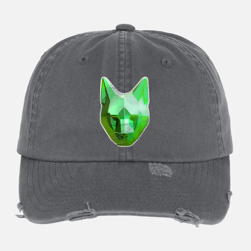 Chat Cristal Vert Casquette vintage effet usé Flexfit