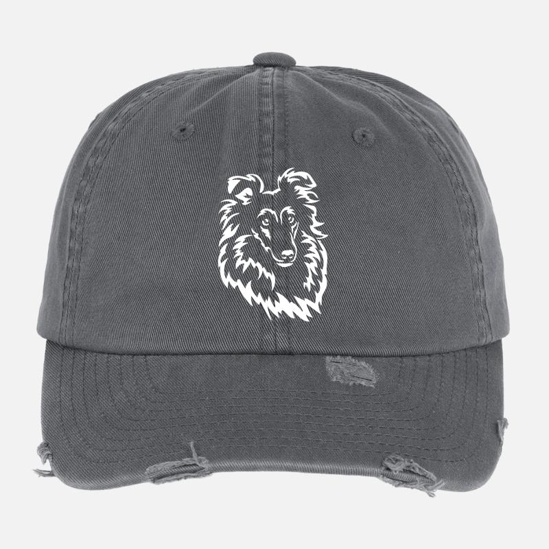 Sheltie Kopf "Black Edition" Flexfit Vintage Destroyed Cap
