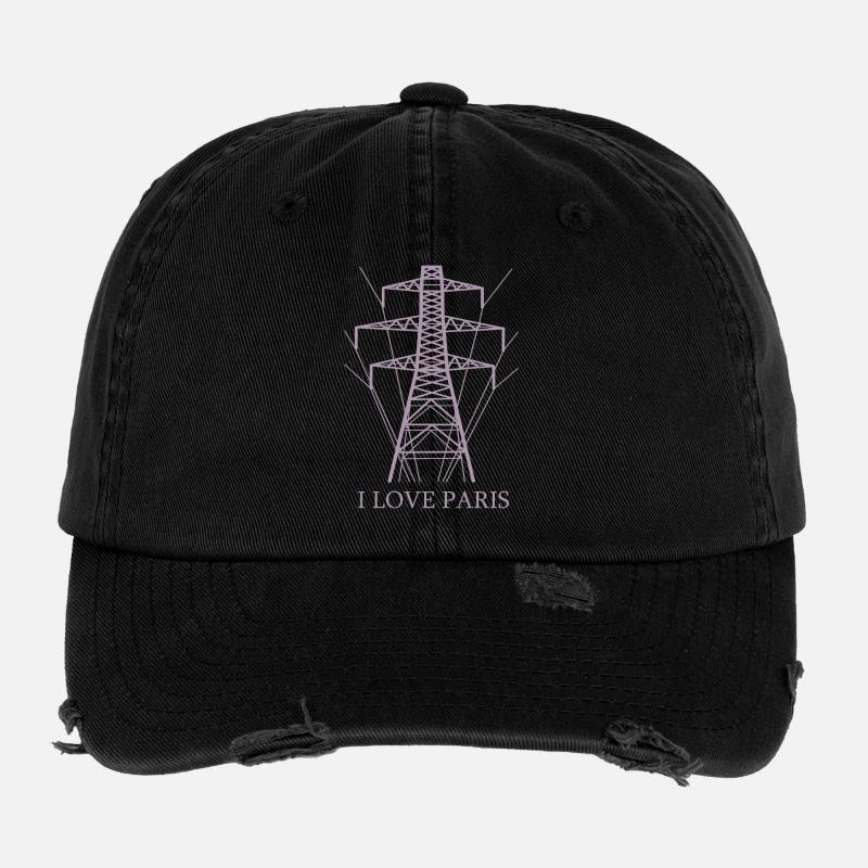 Ironique, j’adore Paris Tour Eiffel comme pôle électrique Casquette vintage effet usé Flexfit