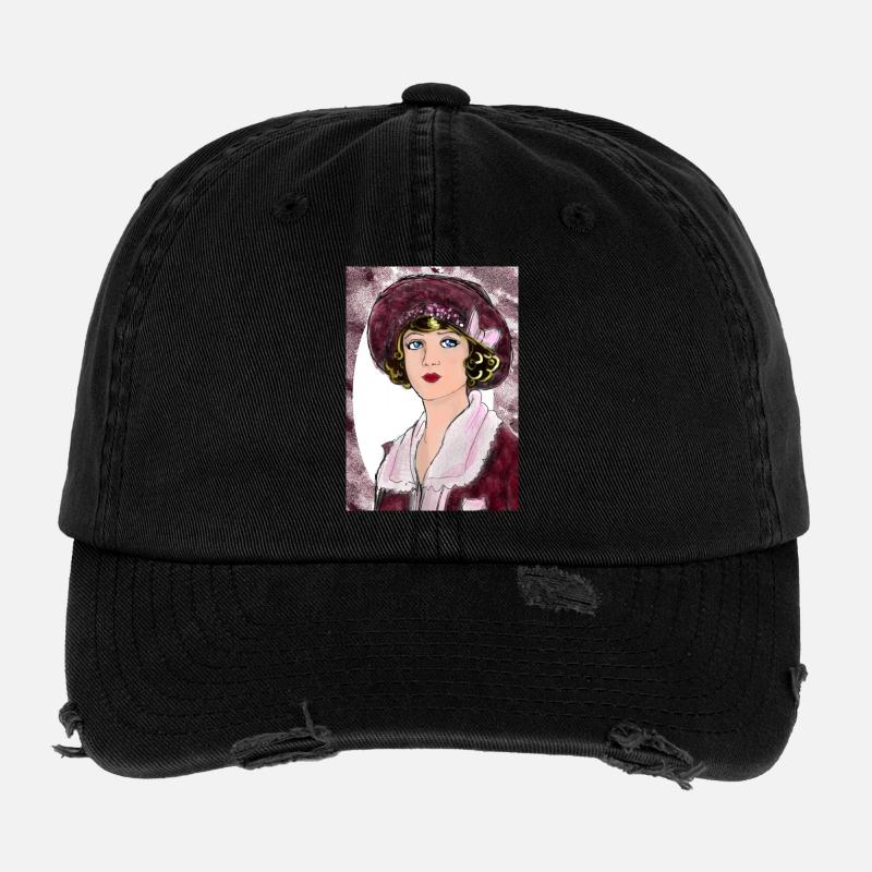 Lady Noir Portrait (Rot) Flexfit Vintage Destroyed Cap