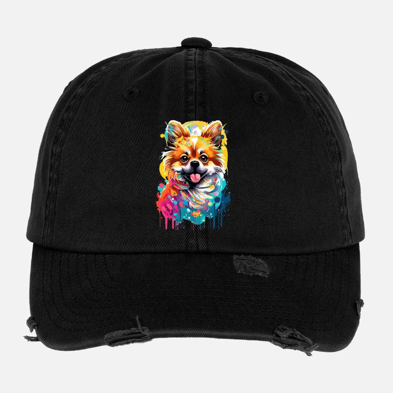 Spitz allemand - Chien de Poméranie Casquette vintage effet usé Flexfit