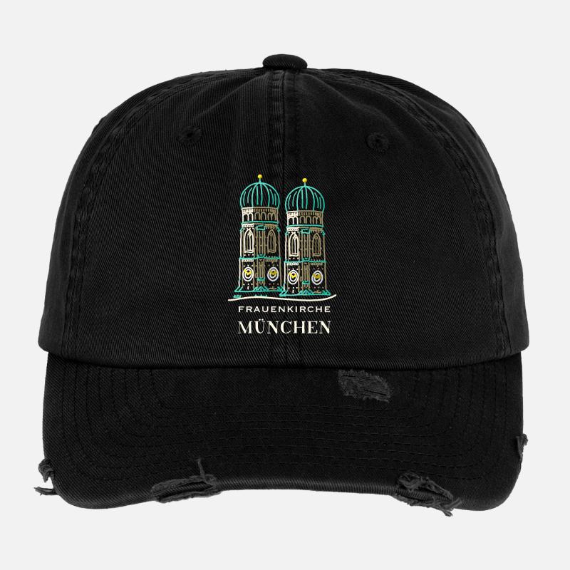 Munich, Frauenkirche, Cathédrale, Bavière, Dessin Casquette vintage effet usé Flexfit