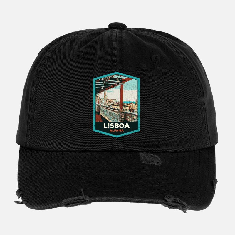 Illustration Alfama, Lisbon Flexfit Vintage Destroyed Cap