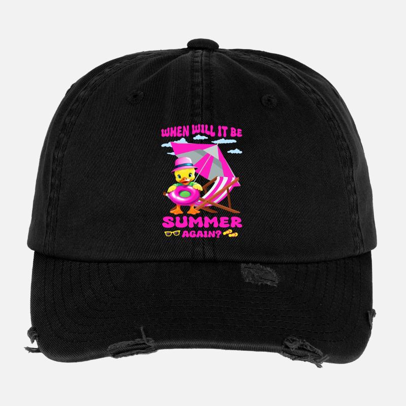 Cute duck with pink hat Flexfit Vintage Destroyed Cap