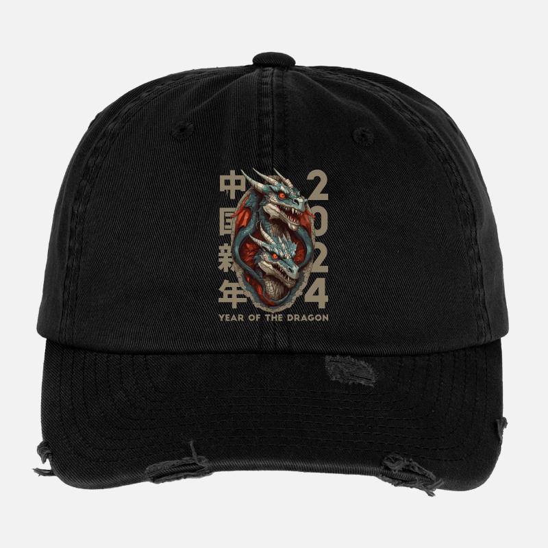 Chinese Dragon Flexfit Vintage Destroyed Cap