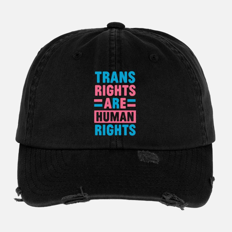 LGBTQ Pride Month - Trans Rights Are Human Rights Flexfit Vintage Destroyed Cap