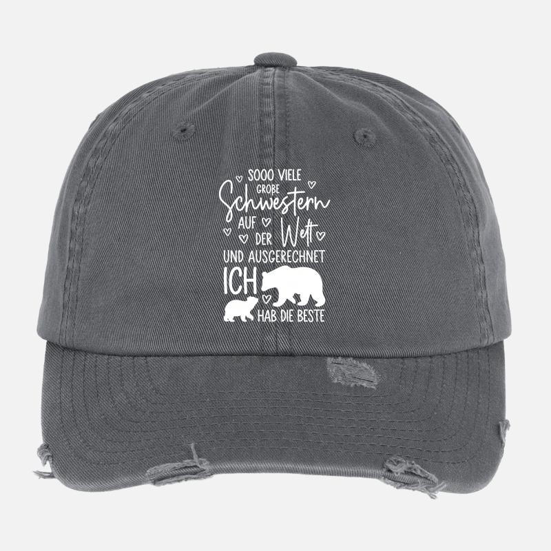 So viele Schwestern Eisbären Beste große Schwester Flexfit Vintage Destroyed Cap