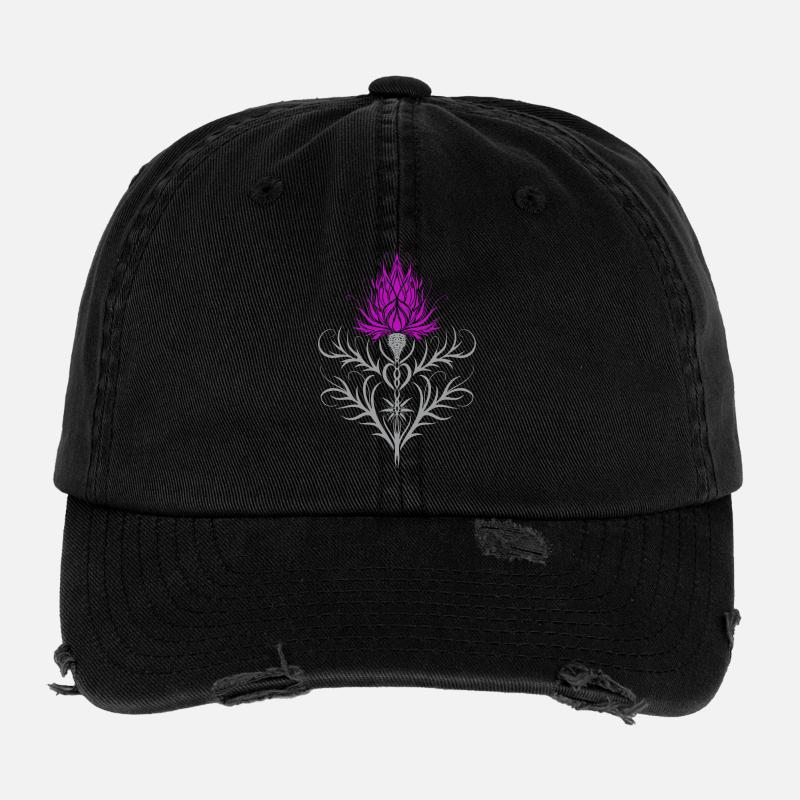 Distel Tattoo Chardon Ecossais Art Botanique Casquette vintage effet usé Flexfit