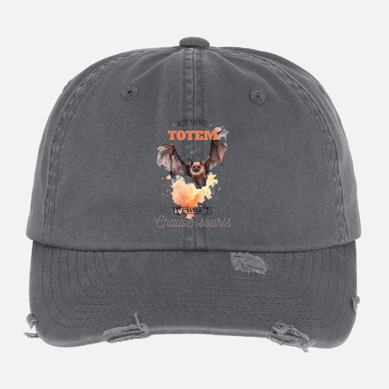 Mon animal totem c'est la chauve-souris Casquette vintage effet usé Flexfit