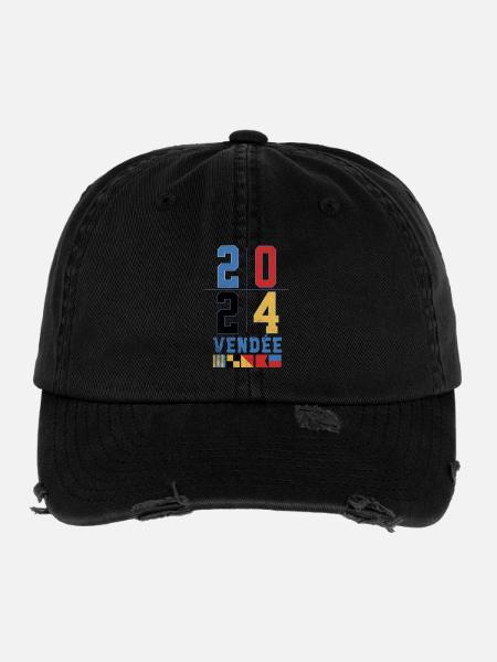 Globe regatta design Year 2024 Vendée - Flexfit Vintage Destroyed Cap - black - Front
