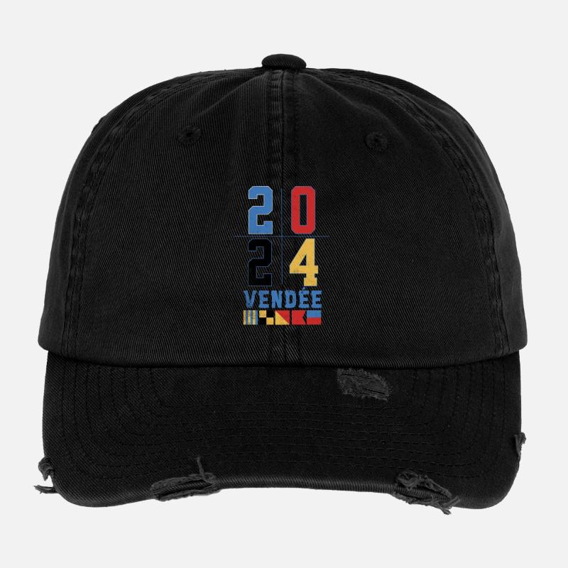 Design régate globe Année 2024 Vendée  Casquette vintage effet usé Flexfit