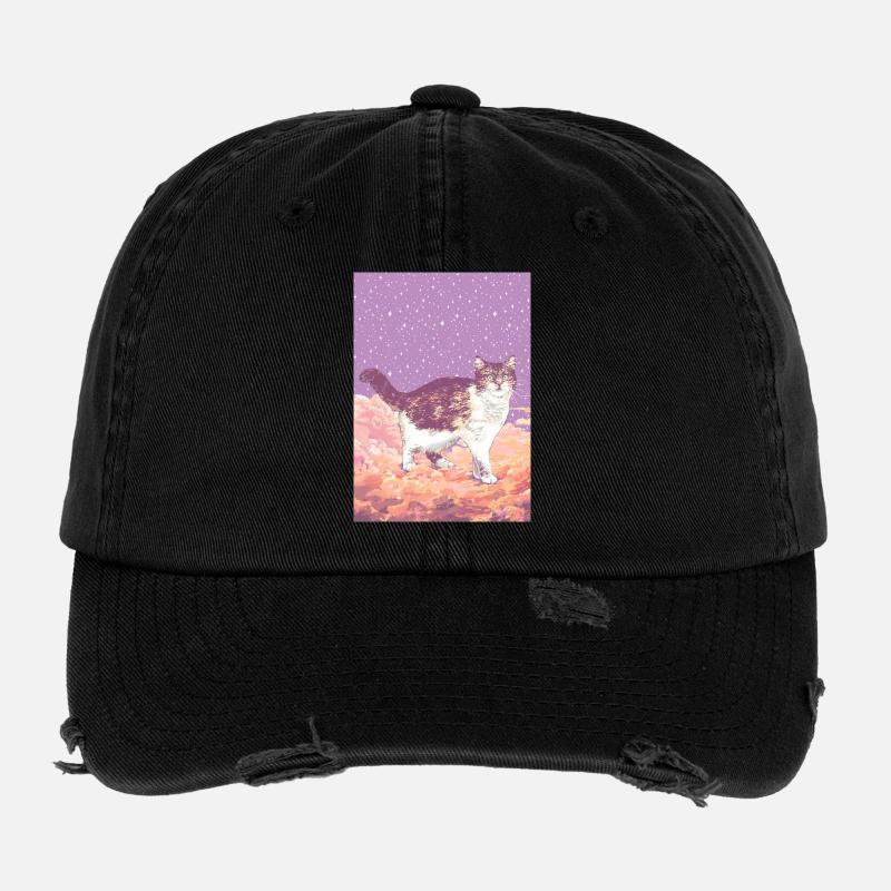 CHAT NUAGE - Casquette vintage effet usé Flexfit - noir