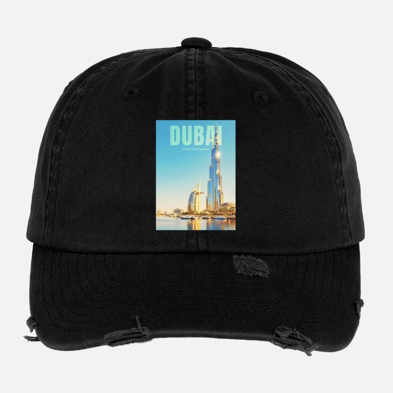 Horizon de Dubaï – Métropole du désert Casquette vintage effet usé Flexfit
