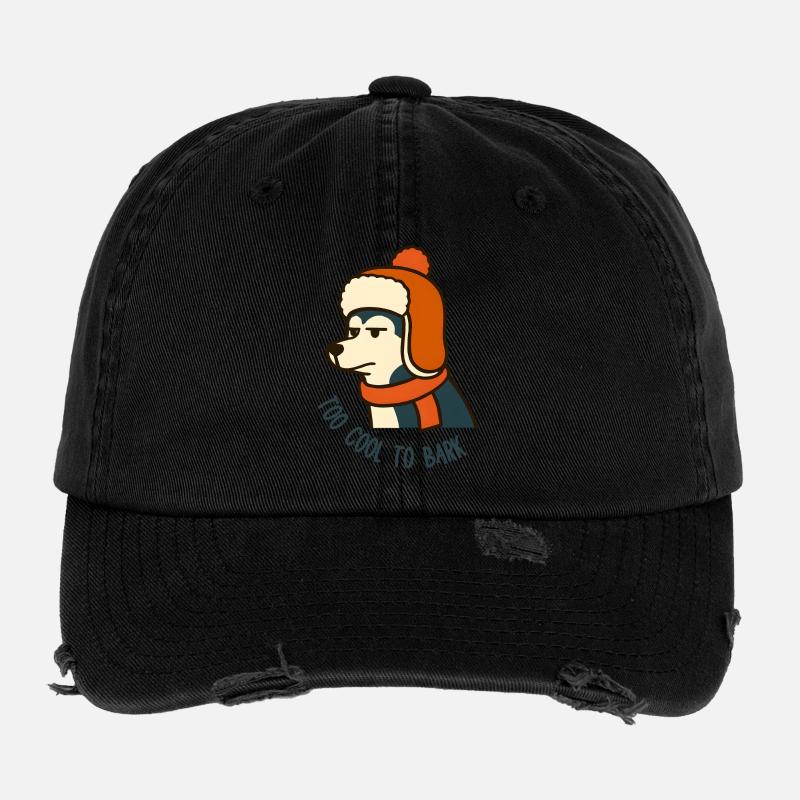 Winter Pooch Too Cold to Bark Hysky Flexfit Vintage Destroyed Cap