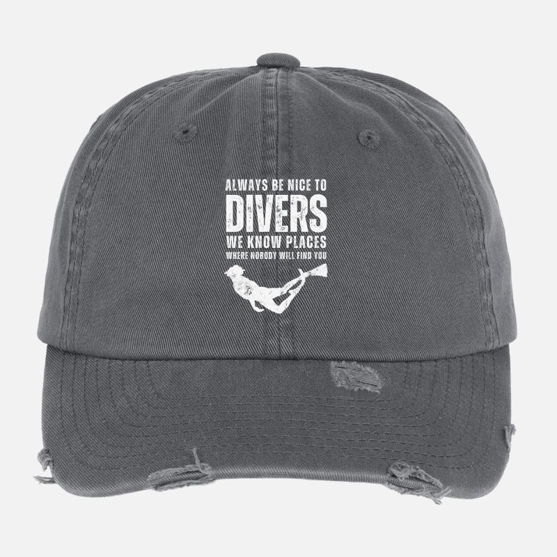 Always Be Nice To Divers Flexfit Vintage Destroyed Cap