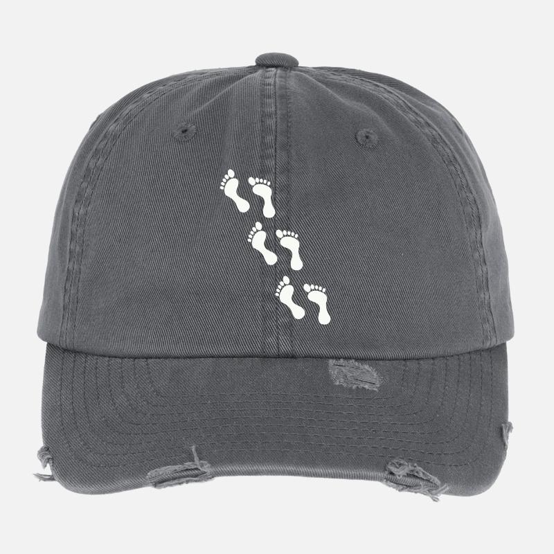 Small footprints on black Flexfit Vintage Destroyed Cap